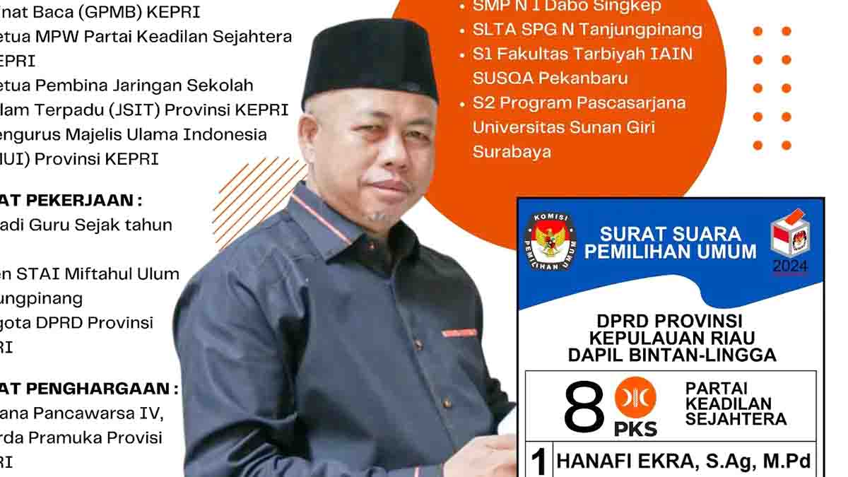 Ini Profil Hanafi Ekra, Caleg DPRD Kepri Dapil Bintan Lingga