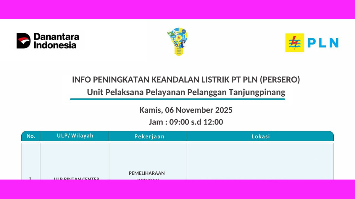 Warga Permata Galaxy Bersiap Hadapi Pemadaman PLN Tanjungpinang, Kamis 6 November 2025