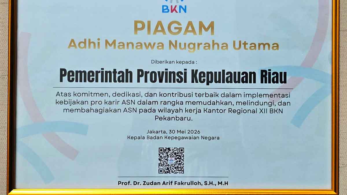 Pemprov Kepri Dapat Pengakuan BKN atas Pengembangan Karier ASN